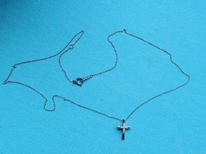 PLATIN VS/H DIAMANT KREUZ ANHÄNGER HALSKETTE 15,75" - Bild 1 von 12