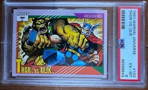 1991 Marvel Universe Thor vs Ulik #122 PSA 7 tarjeta de refuerzo de superhéroes Rock Troll - Imagen 1 de 2
