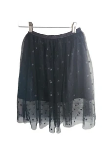 Cat and Jack Girls Black Tule Lined Skirts Star Glitter Print NWOT 7/8 - Picture 1 of 8