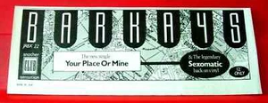 The Bar-Kays Your Place Or Mine Vintage ORIG 1985 Press/Magazine ADVERT 9"x 3.5 - Imagen 1 de 3