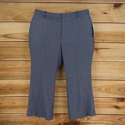 Worthington Trouser Pants Crop Flared Womens Size 16P Gray Blue Houndstooth NEW - Image 1 of 4