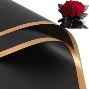 20 Sheets Gold Edge Flower Wrapping Paper Waterproof Gift Box Wrap 23x23 Inch - Picture 1 of 7