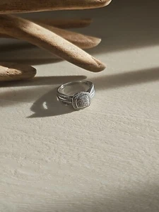 ANELLO DECORATO DESIGNER JTW ARGENTO STERLING DIAMANTI NATURALI TAGLIA 10 925 - Foto 1 di 5