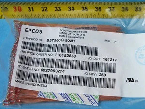 Lot of 20 pcs EPCOS B57560G 502H (B57560G502) NTC thermistor 5k 3497 - Picture 1 of 5