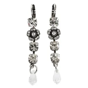 Mariana On A Clear Day Silver Plated Floral Chandelier Crystal Dangle Earrings - Picture 1 of 1