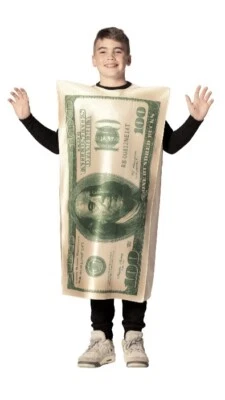 Billete de $100 Disfraz de Halloween para niño talla mediana para niños y niñas Foto 1 de 3
