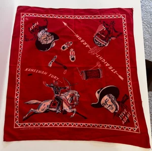 Vintage 1949 Red Bandana - STEVE ADAMS - KANEEWAH - PACKY - STRAIGHT ARROW - Imagen 1 de 5
