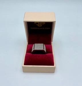 MEN'S 925 STERLING SILVER SOLID VVS CZ SQUARE RING. - Picture 1 of 7