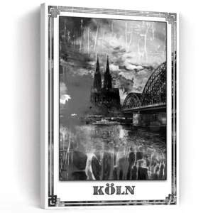 Leinwand Bild Kölner Dom Köln Schwarz Weiß Wandbilder XXL Wohnzimmer 4939A - Bild 1 von 7