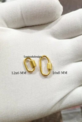 14k Solid Gold Oval Carabiner Lock Clasp,14k Solid Gold Carabiner Lock Clasp - Image 1 of 2