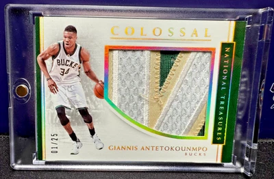2016-17 National Treasures NT Giannis Antetokounmpo Colossal Logo Patch Gold /25 - Image 1 of 2