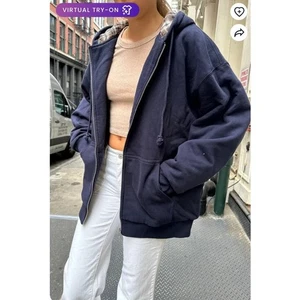 Brandy Melville Damen blau Oversized Christy kariert Hoodie Größe Large XL NEU - Bild 1 von 17