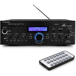 Wireless Bluetooth Home Power Amplifier 200 Watt Audio Stereo Receiver, Lifetime - Picture 1 of 6