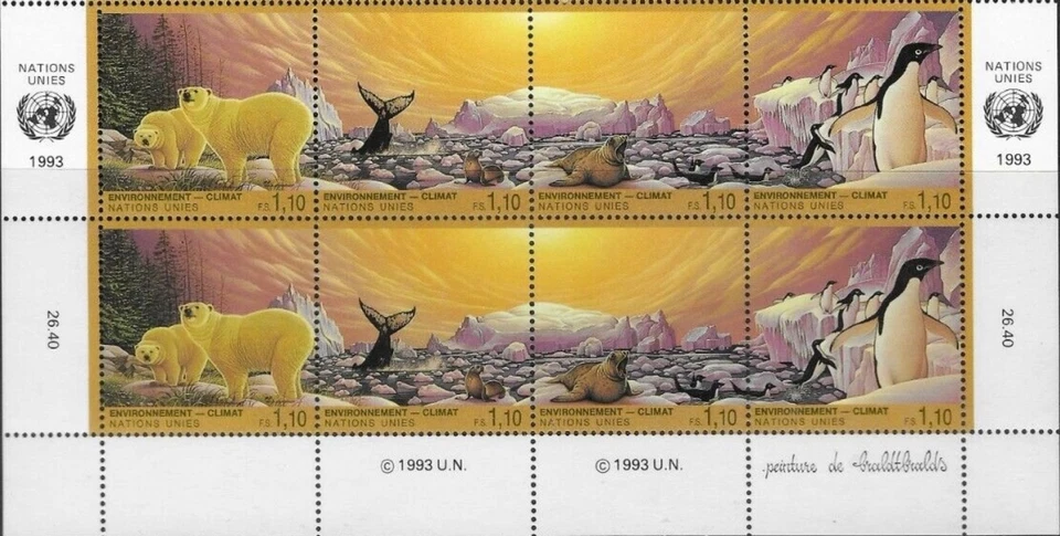 UN Geneva #Mi239-Mi242 MNH 1993 Climate Bear Whale Penguin Seal [Bot IB][243a] - Image 1 of 1