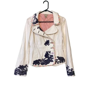 Eletenses Anthropologie bestickt Blumen verziert Blazer Jacke Cord 6 - Bild 1 von 13