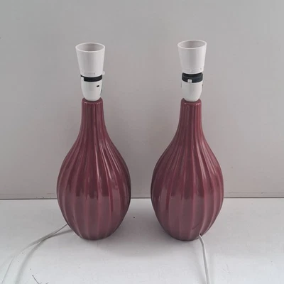 2 x Homebase Burgundy Ceramic Lamp Base 33x12cm - Image 1 of 4