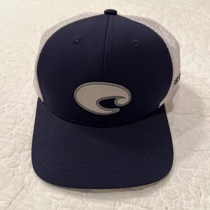 NEW COSTA DEL MAR MESH ADJUSTABLE NAVY CAP HAT White And Gray LOGO - Picture 1 of 6