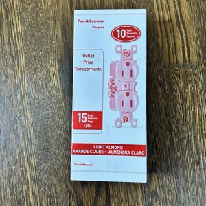 Paquete de 10 Pass and Seymour 15 Amp 125 Voltios Salida Dúplex Luz Almendra - Imagen 1 de 2