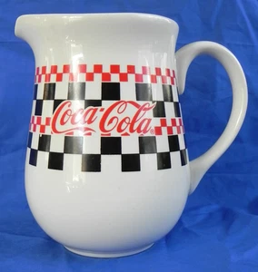 "Coca-Cola" Pitcher by Gibson, Checkerboard Pattern, 72 oz. 8", 1996, Exc. - Picture 1 of 8