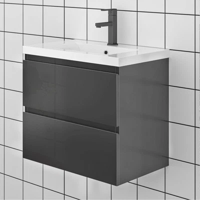 Waschbecken mit Unterschrank Anthrazit,50/60/80/100cm,Matt/Hochglanz - Bild 1 von 3