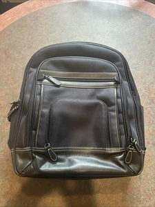Baekgaard Backpack Black Nylon Italian Leather Trim Laptop Bag J. Mens USA Nice - Afbeelding 1 van 23