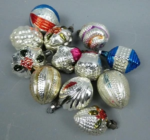 Vintage 1930s Glass Christmas Tree Baubles x12 Ornaments Decorations - Picture 1 of 5