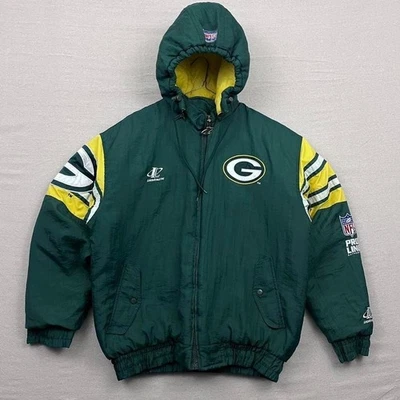 Chaqueta acolchada deportiva vintage de los 90 con logotipo de los Green Bay Packers bordada por la NFL Foto 1 de 4