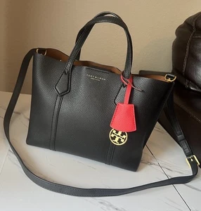 Tory Burch Perry Small Triple Compartment Tote Crossbody Bag Black - Picture 1 of 24