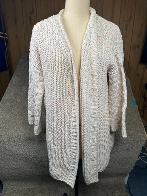 POL Small Chunky Marled Knit Slouchy Open Long Cardigan Sweater Style SMST2 - Image 1 of 4