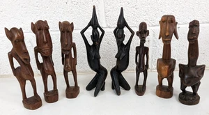 Collection Of Vintage Wooden African Carved Figures - Picture 1 of 12