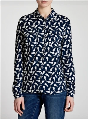 Paul & Joe Sister Carlota Rabbit Print Shirt Navy Blue FR 1 US 2 XS Korean TV - Image 1 of 4