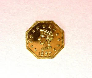 MONEDA - CABEZA INDIA FRACCIONARIA ORO CALIFORNIA 1857 1/2 DÓLAR - RARA SIN CLASIFICAR - Imagen 1 de 6