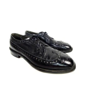 Chaussures traditionnelles Nettleton longues bout d'aile Oxford en cuir noir homme pointure 11 B - Photo 1/8