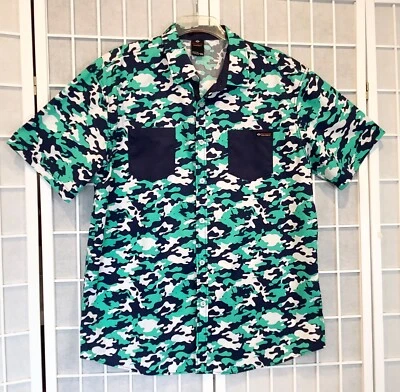 Camisa ENYCE Abotonada Para Hombres 3XL XXXL Verde Azul Camuflada Hip Hop Informal Manga Corta Foto 1 de 4
