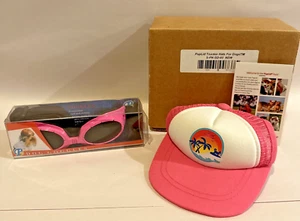 New/ PupLid Dog Trucker Cap Hat Pink Beach Scene SZ Small with pink goggles - Picture 1 of 8