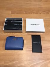 Emporio Armani Baby Blue Card Case Zip Coins Purse Wallet! New! Only