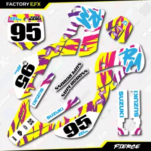 Retro Yellow Fierce Graphics Sticker Kit fits Suzuki RM65 RM 65 01-22 Decals - Bild 1 von 5