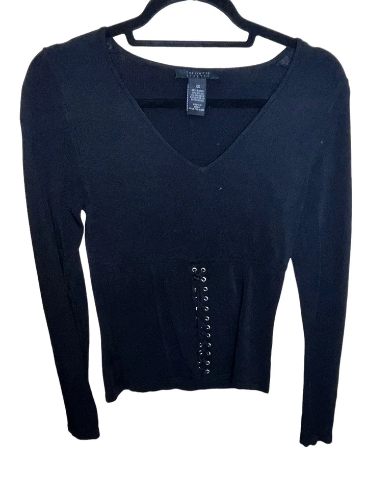 Camisa Blusa Top Elástica The Limited Para Mujer Talla XS Corsé Cincha Frontal Manga Larga Foto 1 de 4