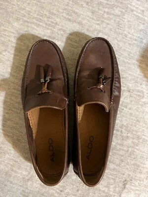 Aldo Shoes Mens 7.5 Casual Slip-On Moccasin Loafers Brown Leather  - Image 1 of 3
