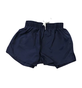 NOS Vintage 90s Youth Small Blank Lined Nylon Running Soccer Shorts Navy Blue - Picture 1 of 6