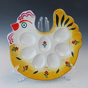 Herend Hungary Village Pottery Hand Painted Deviled Egg Plate 9" x 9" - Imagen 1 de 3