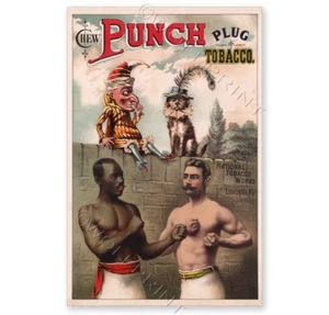 1886 Punch Plug Tabak Vintage Style Werbeplakat mit Hund 16x24 oder 24x36 - Bild 1 von 2