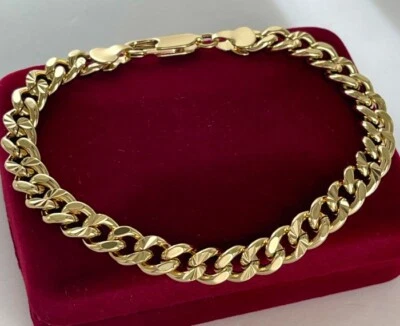 Luxus Panzerkette Doppelseitig Armband 7mm Rolled Gold 14K vergoldet 20cm - Bild 1 von 4