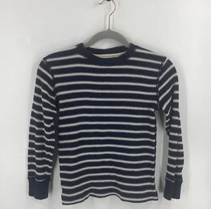 The Childrens Place Boys Thermal Shirt Size 7/8 Blue White Gray Striped Tee - Picture 1 of 3