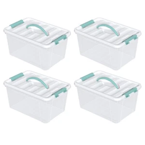 Kekow 14 Qt Clear Plastic Stackable Storage Bin with Lid, 4 Pack Storage Box - Picture 1 of 8