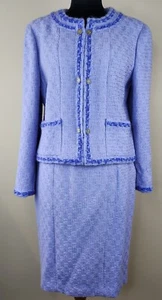WORN ONCE VINTAGE 90's CHANEL BOUTIQUE LAVENDER TWEED JACKET SKIRT SUIT 98A - Picture 1 of 21