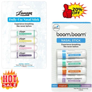 4X BoomBoom Essential Oil & Menthol Inhaler Aromatherapy Inhaler Nasal Stick O1 - Picture 1 of 13
