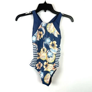 Roxy Girl’s Blue Floral One Piece Swimsuit Size 12 - Picture 1 of 3