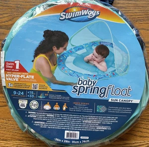 3xFasterInflate SwimWays Baby Spring Float Sun Canopy Pool Seat 9-24 Mos 33 lbs - Picture 1 of 7
