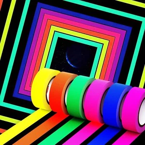 Neon Gaffer Cloth Tape Glow Tapes Set | 6 Rolls Fluorescent UV Blacklight Glo... - Picture 1 of 7